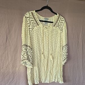 Yellow Embellished Bell Sleeve Tunic